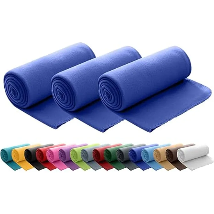 wometo 3er Set Polar Fleecedecke oekoTex 130x160 ca. 400g mit Anti-Pilling und Kettelrand blau dunkelblau