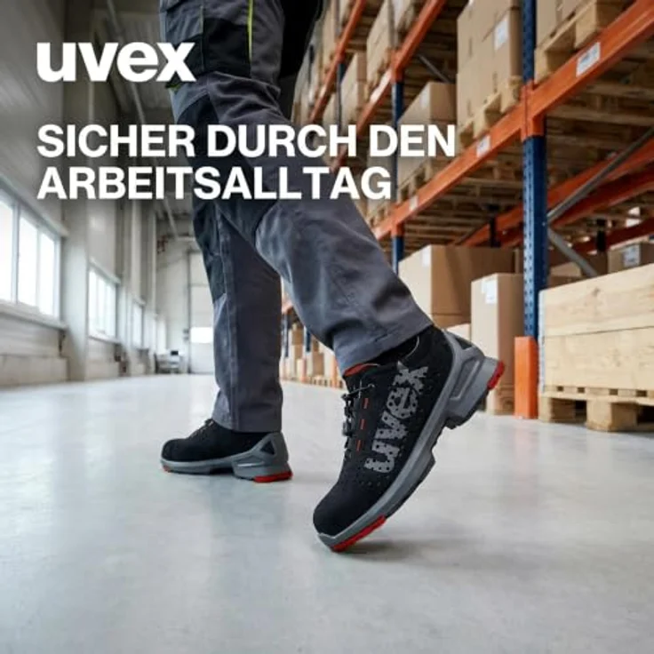Uvex 8546, Unisex Sicherheitsschuhe, Schwarz/Grau/Rot, S1 FO, rutschfest, Schnürverschluss, ESDfähig – Bild 6