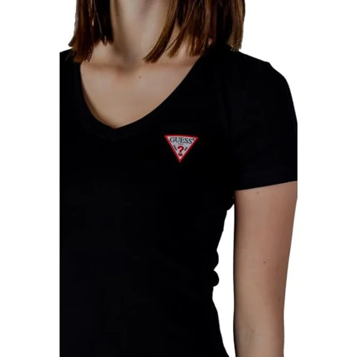 MGA Damen T-Shirt V-Ausschnitt, Slim Fit, Schwarz, Größe S aus 95% Baumwolle und 5% Elastan – Bild 2