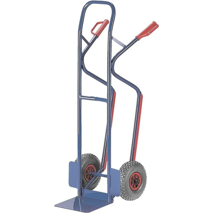 ROLLCART Sackkarre, Transportkarre mit 200 kg Traglast, Luftbereifung und Treppenrutschkufen, enzianblau
