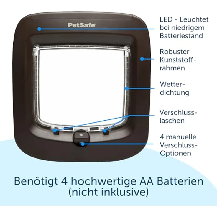 PetSafe Mikrochip Katzenklappe PPA19-16811, 2-Wege Haustierklappe mit RFID-Technologie, braun – Bild 3