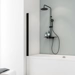 Schulte Duschwand Berlin, 70 x 130 cm, 5 mm ESG-Sicherheitsglas Klar hell, Mattschwarz, Duschabtrennung für Badewanne