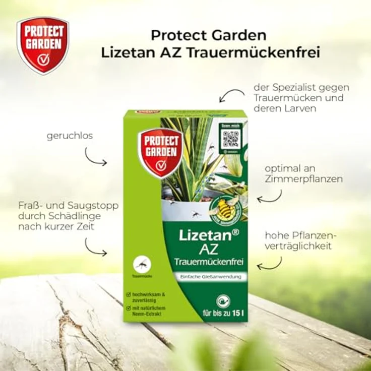 PROTECT GARDEN Lizetan AZ Trauermückenfrei, Gießmittel gegen Bodenschädlinge, 75 ml Konzentrat, geruchlos. – Bild 2