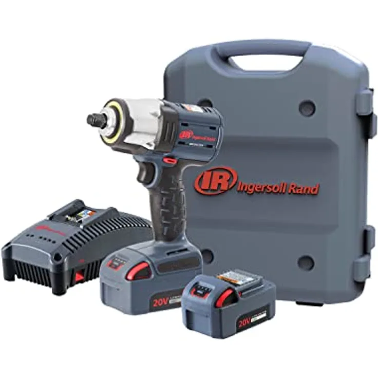 Ingersoll-Rand Akku Schlagschrauber Set W5153-K22B-EU, 500 Nm Drehmoment, 2x Lithium Ionen 20V Akkus 5,0 Ah, Ratschenschlüsselset 1/2 Zoll, im Werkzeugkoffer, inkl. Ladegerät