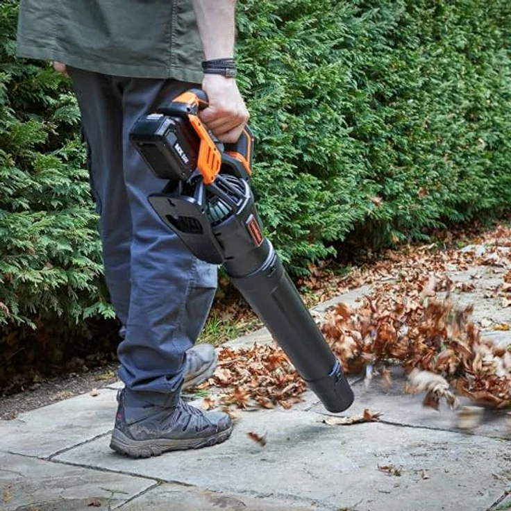 LawnMaster MX 24V Akku-Laubbläser, kabelloser Axialgebläser mit 4,0 Ah Lithium-Ionen-Akku, 240 Minuten Laufzeit, schwarz – Bild 2