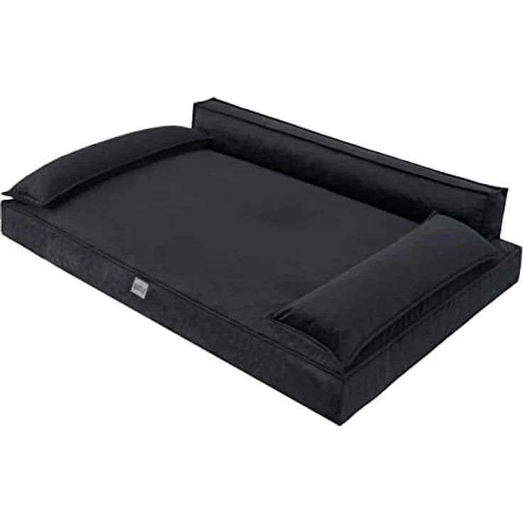DOGGY Hundebett Haustierbett Hundeliegen Hundecouch Liegen Hundekissen Bett Sofa Hundekorb Tierbett Hundesofa Matratze Schlafplãtze, Schwarz, 120 x 77 cm - Bezug mit Reißverschluss, Erhöhung für den Kopf, leicht zu reinigen, OEKO-TEX-zertifiziert – Bild 1