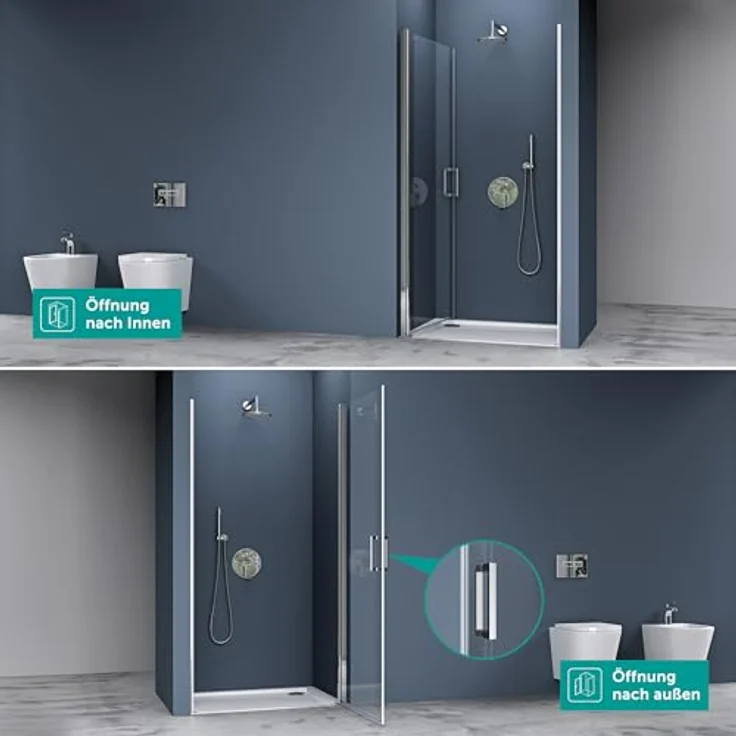 doporro Duschtür Nischentür dusche Duschabtrennung 70x195cm ESG-Sicherheitsglas Klarglas Einzeltür Teramo24K mit Hebe- und Senkmechanismus – Bild 6