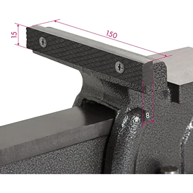 EBERTH Schraubstock Gusseisen mit Amboss, 150mm Backenbreite, 360° drehbar, 100mm Spannweite, 152mm Höhe, ideal für diverse Arbeiten – Bild 3