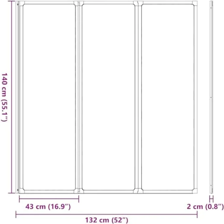 vidaXL Badewannen Faltwand Duschabtrennung 141 x 132 cm – Bild 4