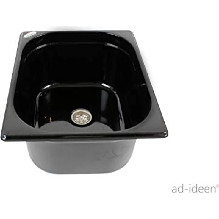ad-ideen Waschbecken Bausatz 230V, Handwaschbecken Schwarz mit 19L Frischwasserspeicher, inkl. Edelstahl-Ablaufsystem, 325x265x150mm – Bild 3