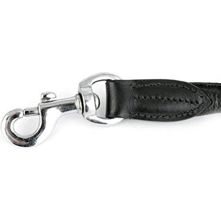 MONKIMAU Hundeleine Führleine aus echt Leder verstellbar, 12mm dick, 2m lang, runde Leine mit 3-fach verstellbaren Ringen, braun – Bild 2