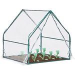 Relaxdays Folienfrühbeet, HxBxT: 95 x 95 x 92 cm, mit Tür, Spitzdach, Frühbeet, Aufzucht, Gewächshaus, PVC, transparent, 92 x 92 x 92 cm