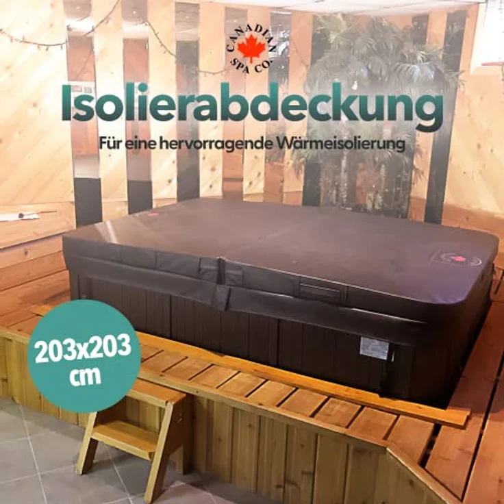 CANADIAN SPA CO. Poolabdeckung eckig, 203x203 cm, braun, Isolierplane für Whirlpool, Pool Abdeckplane wasserdicht und UV-beständig – Bild 2