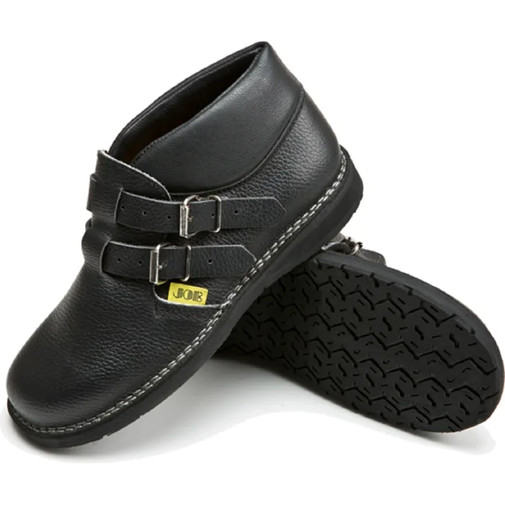JOB Dachdecker-Schuh MAX II, halbhoch mit 2 Schnallen aus imprägniertem Vollrindleder, schwarz, Größe 44