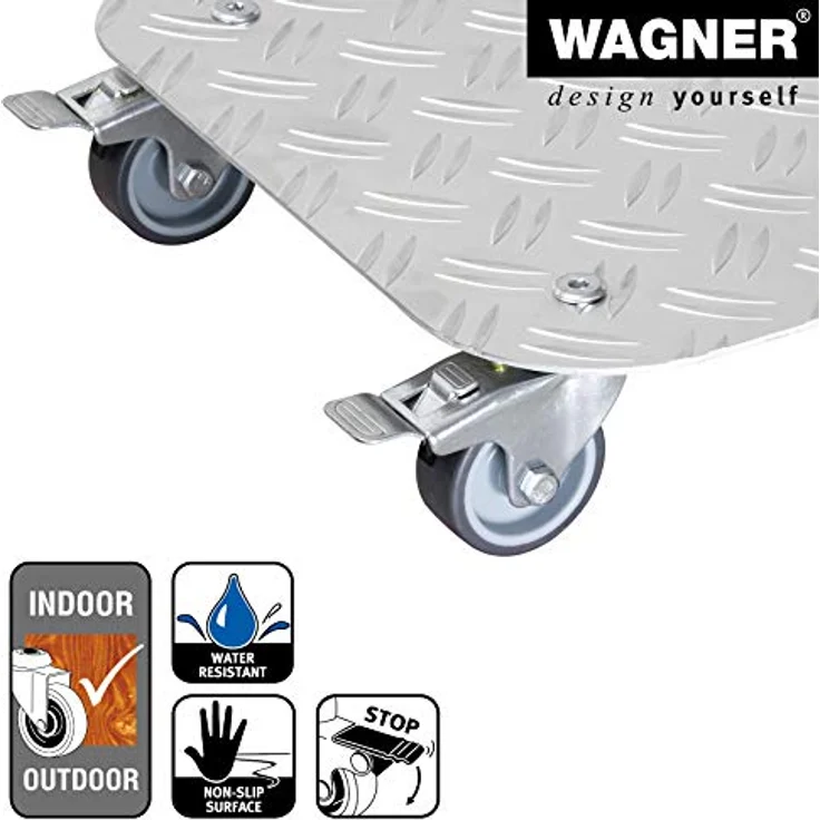 WAGNER Pflanzenroller Alaska 29x29cm I Pflanzenroller & Blumenroller für Außenbereich + Innenbereich I Kübelroller aus Aluminium mit 2 Total-Feststellern I Tragkraft 150kg I Made in Germany?20700301 – Bild 4