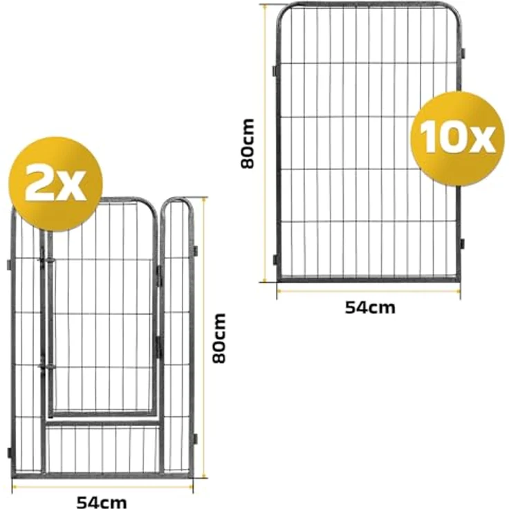 Hundelaufstall Welpenlaufstall 4-10-teilig (Höhe 60cm, 80cm, 114cm) Laufgitter Freigehege Freilaufgehege Welpenzaun Tierlaufstall Welpenfreigehege Welpenauslauf, Hunde-Laufstall, faltbar, mit Tür – Bild 2