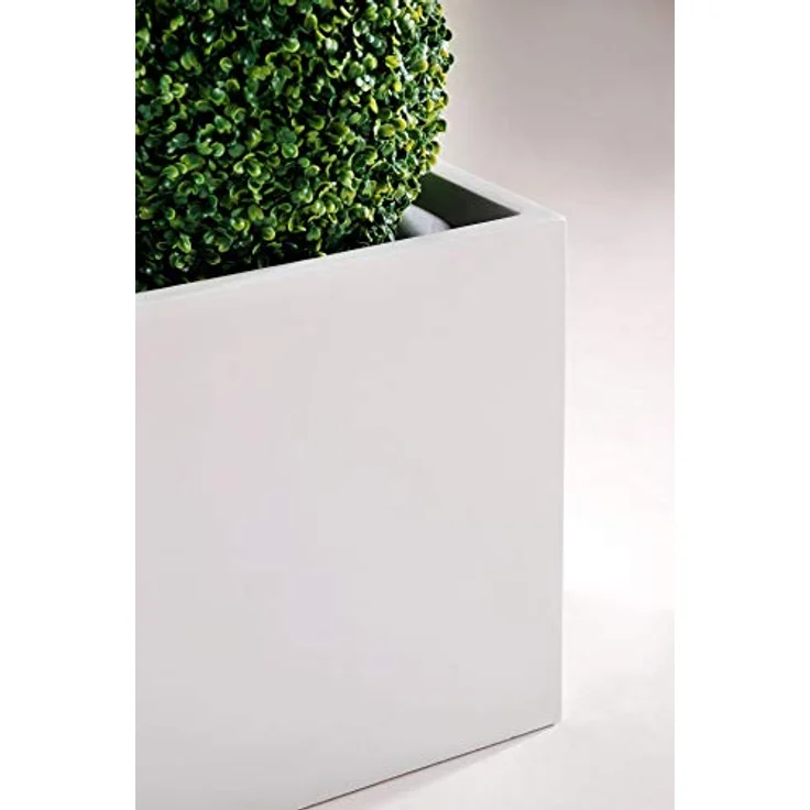 VIVANNO Pflanzkübel Pflanzgefäß Blumenkübel Fiberglas weiß matt Block - 40x40x40 cm – Bild 2