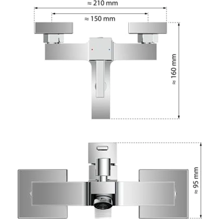 Eisl Wannenfüllarmatur Calvino Chrom, 1/2 Zoll Brauseabgang mit geräuscharmer 25 mm Qualitäts-Kartusche, Ausladung 160 mm – Bild 5