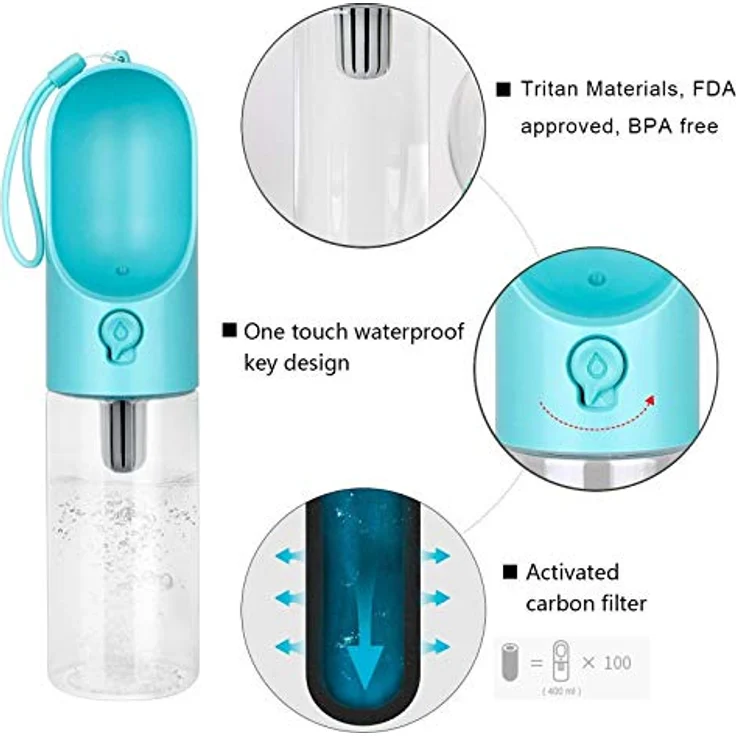PETKIT P008 EVERSWEET Hundetrinkflasche für Hund, unterwegs, Leckdichte Outdoor Trinkflasche - 400ml, Polyethylenterephthalat (PET) – Bild 2
