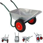 TRUTZHOLM 2-Rad Schubkarre 100l, Metallwanne mit Luftbereifung, 160kg Tragkraft, vormontiert, leicht 13,5 kg