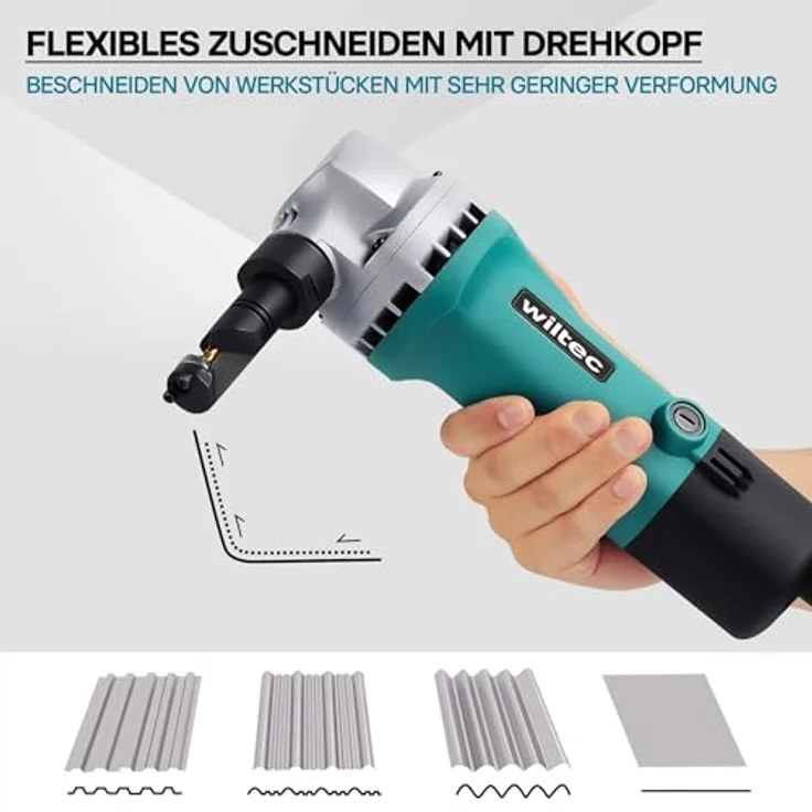 Wiltec Blechknabber 500W mit Schnitttiefe bis 2,5mm und um 360° drehbarer Knabberkopf – Bild 7