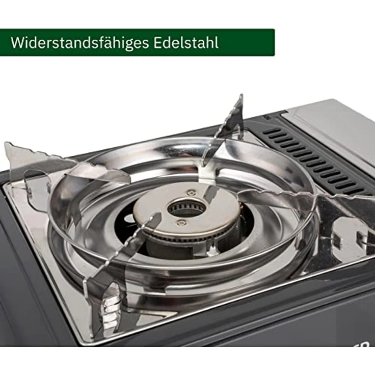 Brunner Campingkocher, tragbarer Gaskocher mit 2-Flammen-Brenner, Piezozündung und Zündsicherheitsthermoelement, mit Kunststoff-Tragekoffer – Bild 6