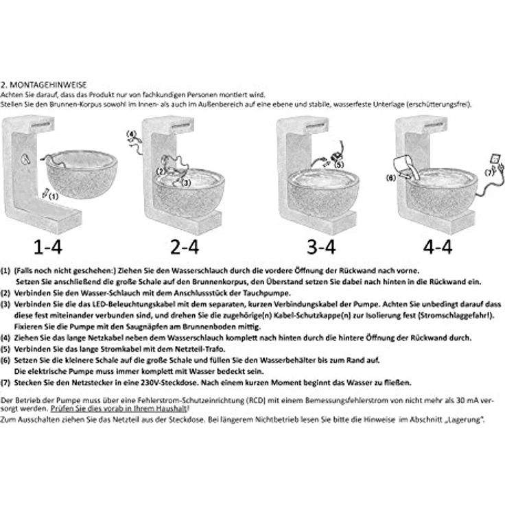 dobar Großer Design-Gartenbrunnen mit runder Schale 52 cm x 44 cm x 65 cm – Bild 13