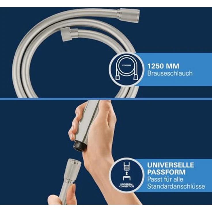 Grohe Brausegarnitur GROHE Silverflex Brauseschlauch TwistStop 1250mm supersteel, 28362DC1, Duschinstallation, AntiFold knickfest, GROHE ProGrip mit Rändelstruktur, Hitzebeständig bis 70°C – Bild 5
