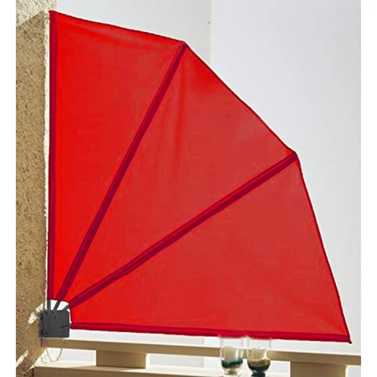 Grasekamp Balkonfächer 120 x 120 cm Rot mit Wandhalterung Schutzhülle Trennwand Sichtschutz Rot – Bild 3