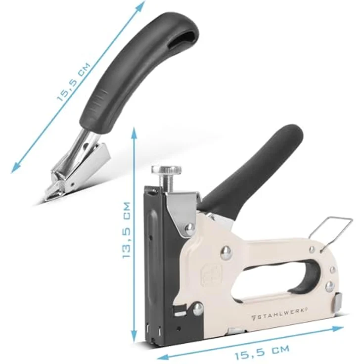 STAHLWERK Handtacker Set HTS-100 ST, inklusive Klammerentferner, 1500 Klammern (500 D-Klammern, 500 U-Klammern, 500 T-Nägel) für professionelle Anwendungen – Bild 6