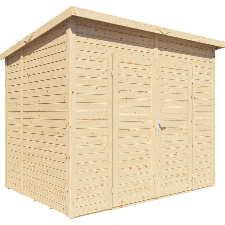 BALTIC CONNEXIONS OÜ Bertilo Gerätehaus Timmo 4, Pultdach, 19 mm Rundprofil-Wände, naturbelassen, 239x181 cm