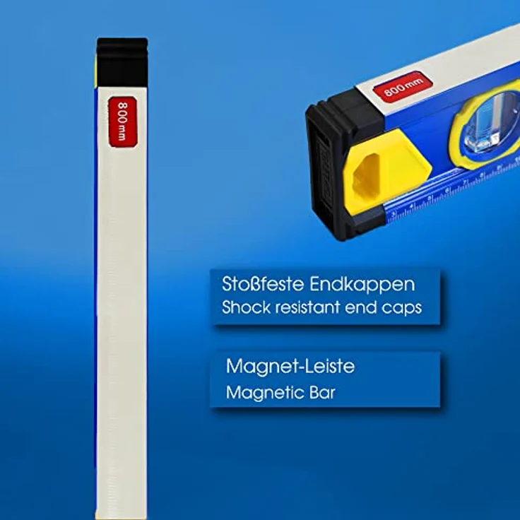S&R Wasserwaage Aluminium magnetisch mit cm Skala, Genauigkeitsklasse 1, 3 stoßfesten Libellen, gelb, 80 cm – Bild 3