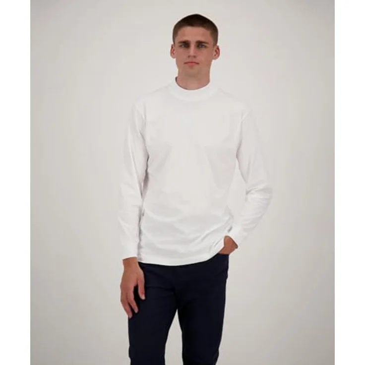 Ragman Herren Longsleeve Shirt, Casual aus hochwertiger Baumwolle, regular Fit, Stehkragen, Weiß, (XL) – Bild 3