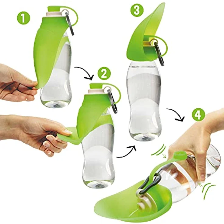 Schecker Hunde Trinkflasche Wasserflasche h2o Trinkflasche Wassernapf mit Silikon Trinkblatt Praktische Trinkflasche für unterwegs 0,6l - Preisvergleich – Bild 3