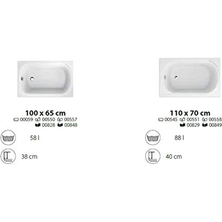 Polimat BADLAND Badewanne Rechteck MINI 110x70 cm, Komplettset mit Weiß Acrylschürze, Füßen und Chrom Automatik Ablaufgarnitur, Made in EU, 4in1 – Bild 4