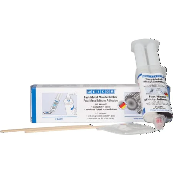 WEICON Fast-Metal, 2-Komponentenkleber für Spaltfüllungen, 24 ml, Flüssigmetall Epoxidharzkleber – Bild 1