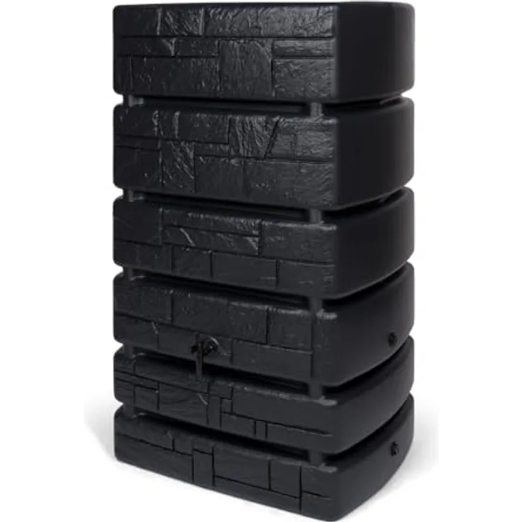 Kreher XXL Wassertonne Tower Stone in Anthrazit, 500 Liter Nutzungsvolumen mit Wasserhahn und Füllautomat