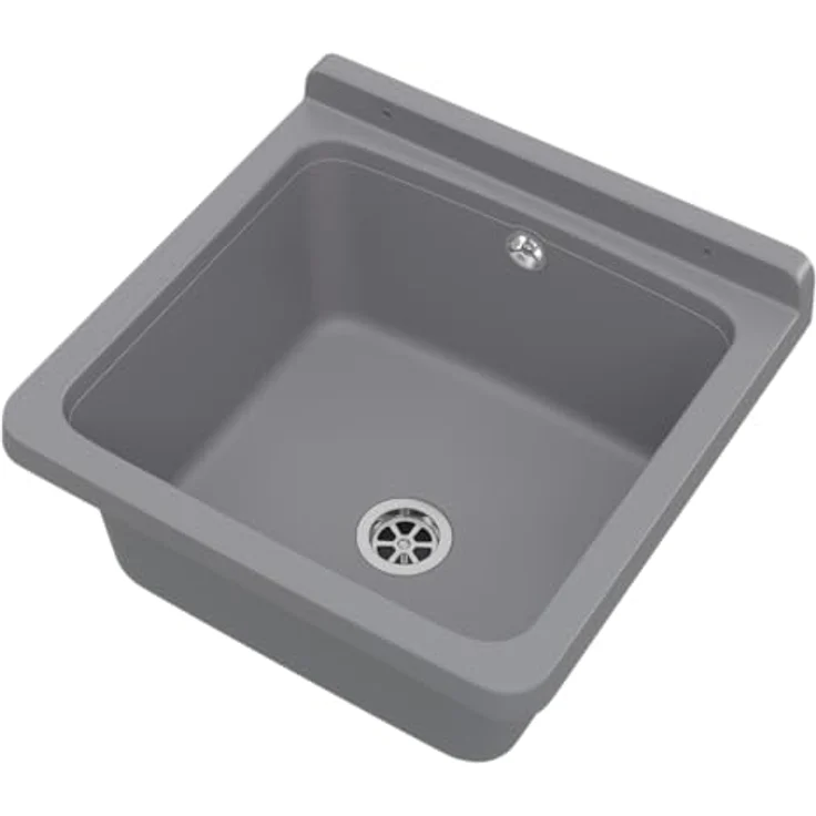 Granitan Kunststoffspüle ORTA - Waschtong mit Siphon - Waschbecken Wandmontage - 40x38x22,8 cm, in mehreren Farben erhältlich – Bild 6