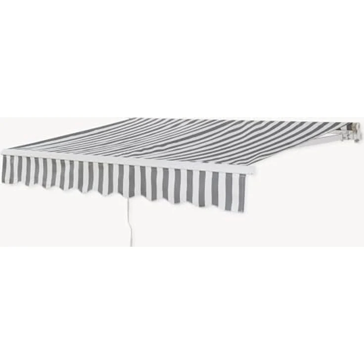 [en.casa] Markise Balkon Bitonto 250 x 200 cm, Gelenkarmmarkise mit Handkurbel, wetterfestes Aluminiumgestell, UV-beständiges Markisentuch in Grau/Weiß – Bild 5
