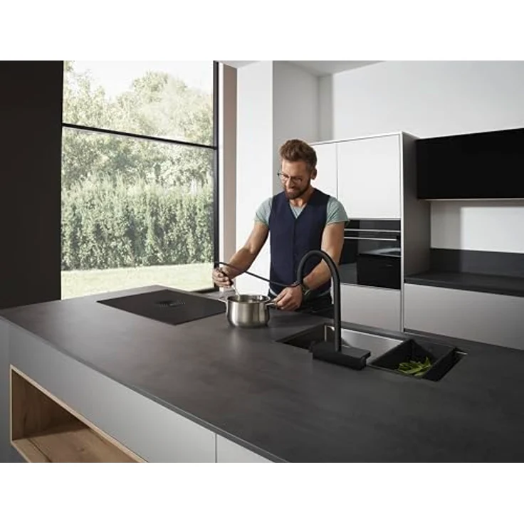 hansgrohe Küchenarmatur Aquno Select M81, Einhebel-Küchenmischer mit Ausziehbrause, Mattschwarz, 3-strufiger Schwenkbereich, 50 cm Auszugslänge – Bild 6