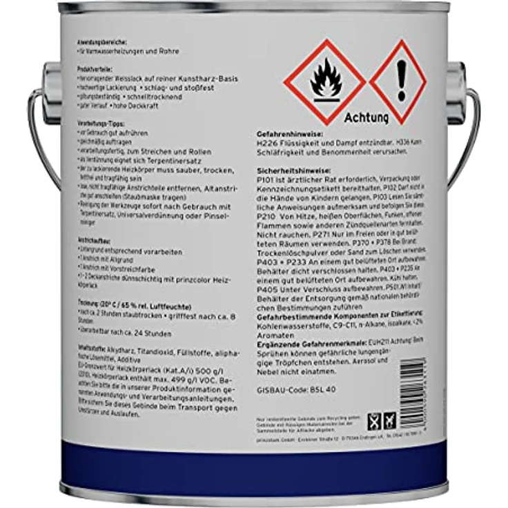 Plid® Heizkörperlack lösemittelhaltig Thermolack Metalllack Heizkörperfarbe Lack Farbe für heizkörperverkleidung schnelltrocknend 2in1 hitzebeständig 80 grad Glänzend Weiß 2,25l – Bild 2