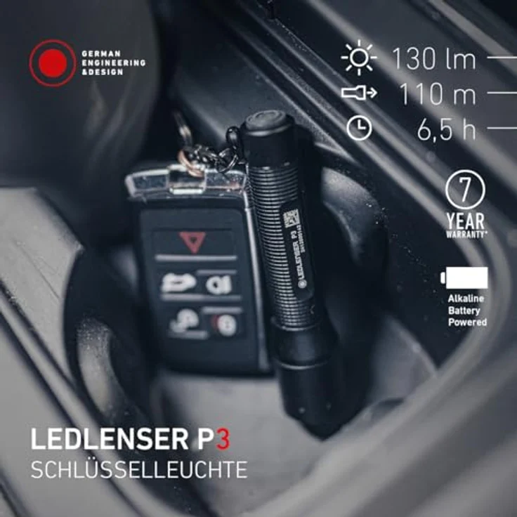 Ledlenser P3 Mini LED Taschenlampe, 130 Lumen, 110m Zoom, IP54, 6.5h Laufzeit, 43g, AAA-batteriebetrieben, Schlüsselanhänger Leuchte für Camping und Wandern – Bild 2
