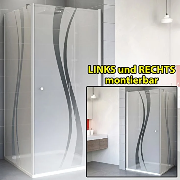 Schulte EP321506 01 970 Duschkabine Alexa Style 2.0 Drehtür Seitenwand, 90 x 90 cm, 192 cm, 5 mm Sicherheitsglas Dekor Liane beschichtet, alunatur – Bild 4