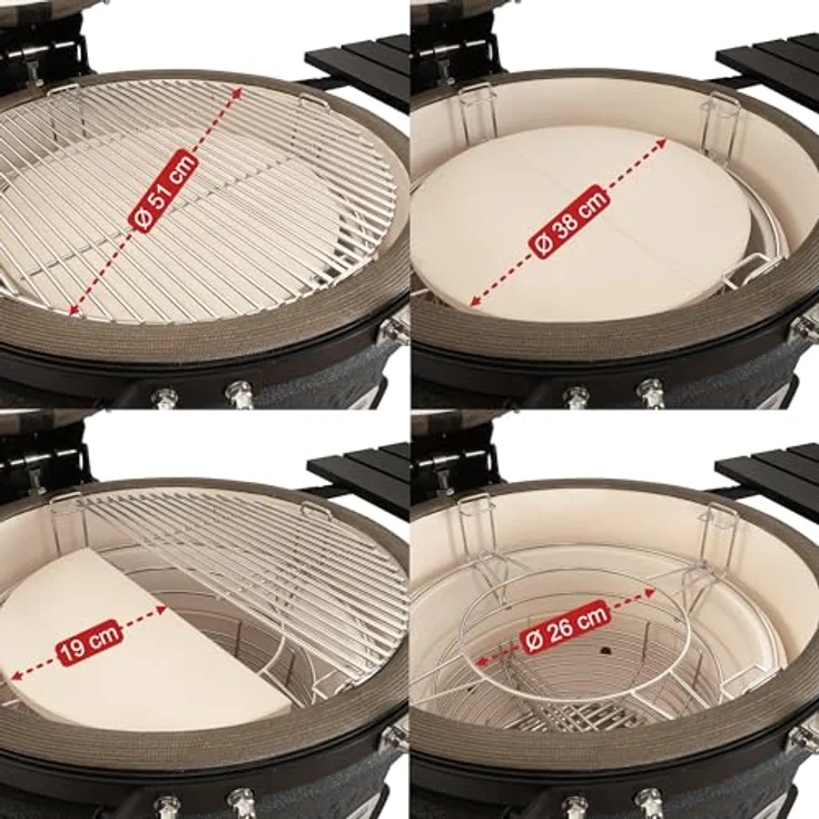 BBQ-Toro Kamado Grill "Yoru" Ø 62 cm, Holzkohlegrill Keramikgrill mit Thermometer, Rädern, matt schwarz – Bild 4
