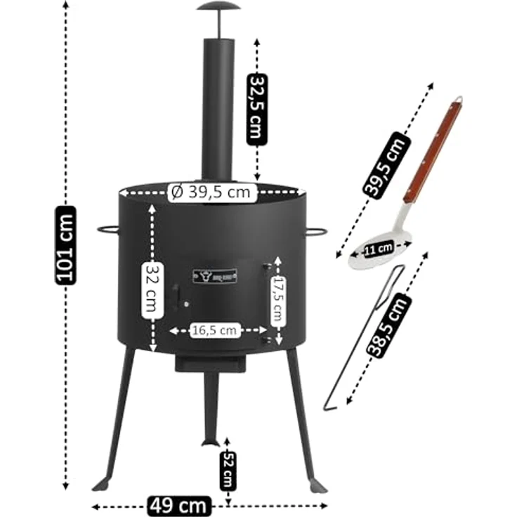 BBQ-Toro Gusseisen Kazan Ofen Ø 39,5 cm, 16 L Gusstopf mit Deckel, multifunktionaler Feuer-Ofen für Outdoor-Küchen, ideal zum Kochen, Braten und Grillen – Bild 2