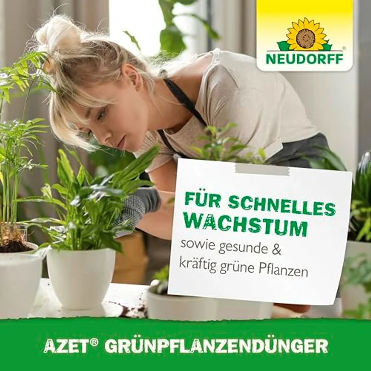 Neudorff Azet GrünpflanzenDünger, 250 ml Bio Dünger für 50L Gießwasser, 100 % organisch und vegan, für schnelles Wachstum und tiefgrüne Blätter aller Grünpflanzen und Palmen, mit Dosierbecher – Bild 7