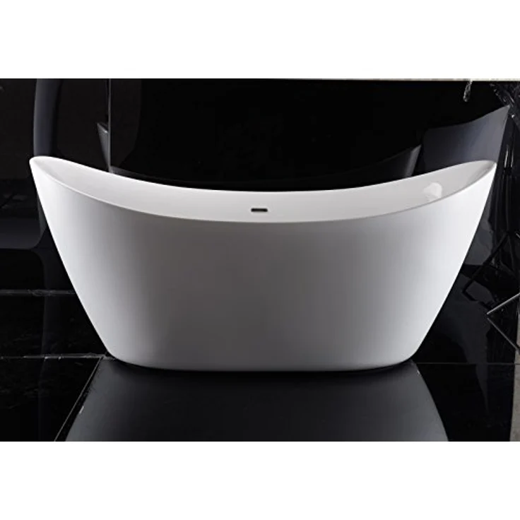 Bernstein SIENA Freistehende Badewanne, Acryl Weiß Glänzend, 173x73 cm mit mittigem Pop-up-Ablauf – Bild 1