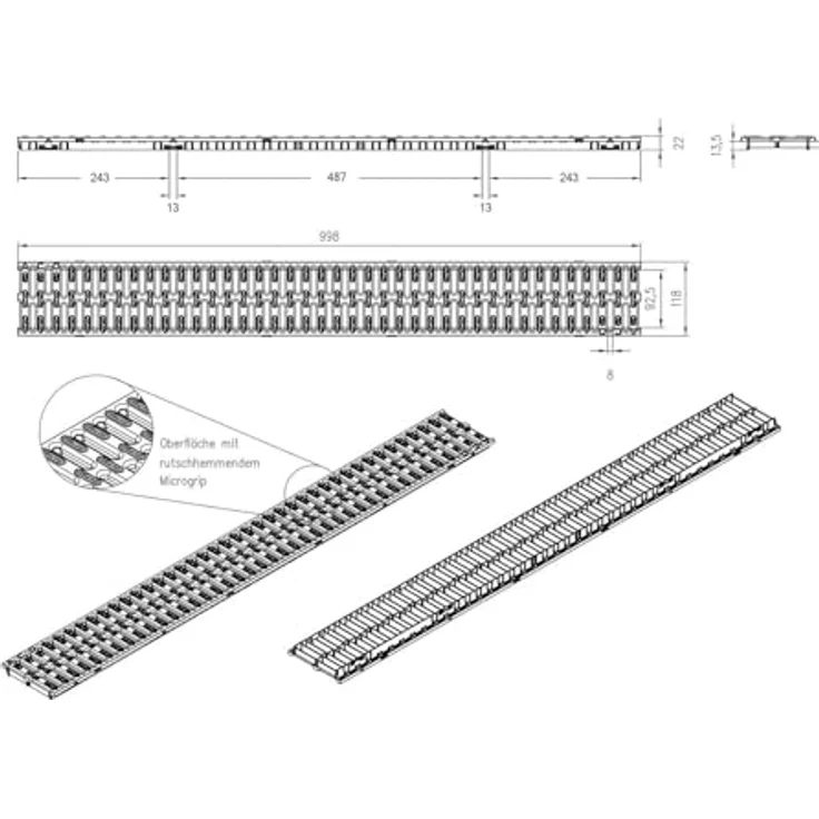 ACO Self Kunststoff Microgrip-Rost 1000 mm – Bild 8