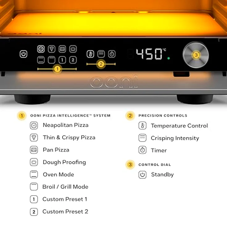 Ooni Volt 2, Elektrischer Pizzaofen mit Pizza Intelligence™, 450°C, kompakt für 13 Zoll Pizzen, schwarz – Bild 5
