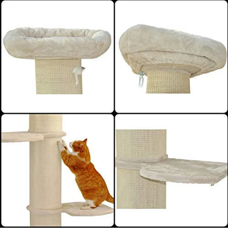 nanook Wandkratzbaum Kratzbaum Stella 186 cm - Wandmontage - beige, mit Katzenbett und Sisalsäulen – Bild 5